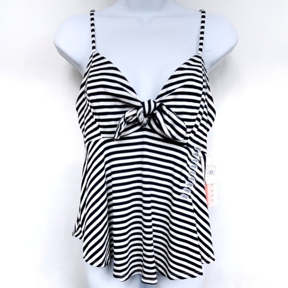 Striped Navy & White Tie-Front Cami Top